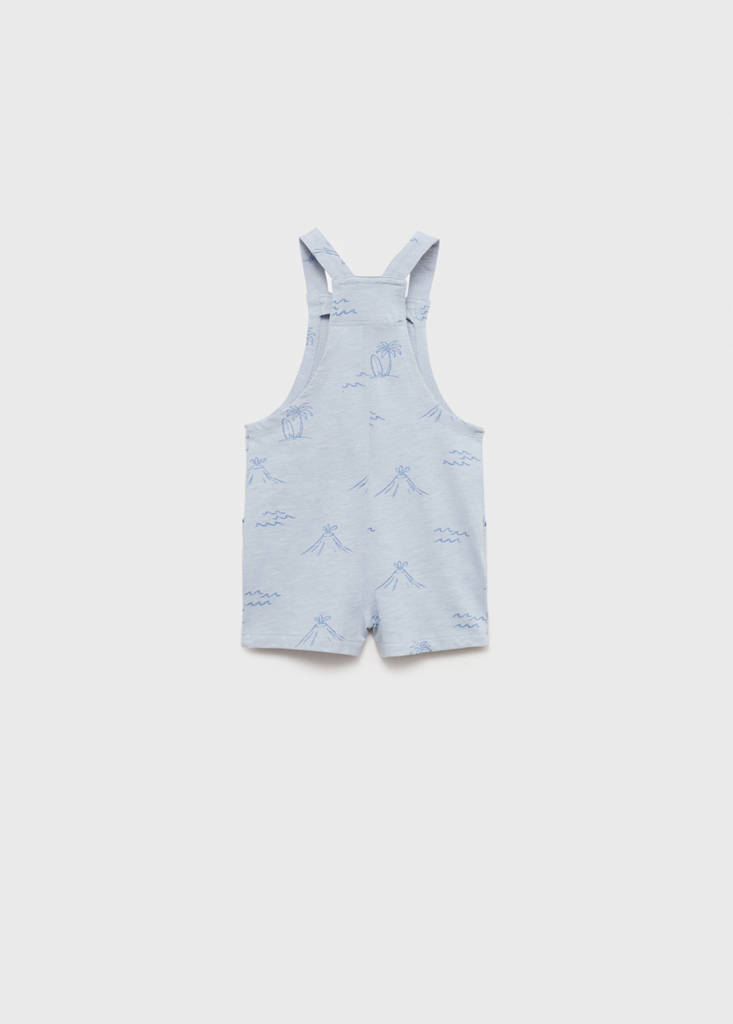 Palm-print dungarees — Sky Blue