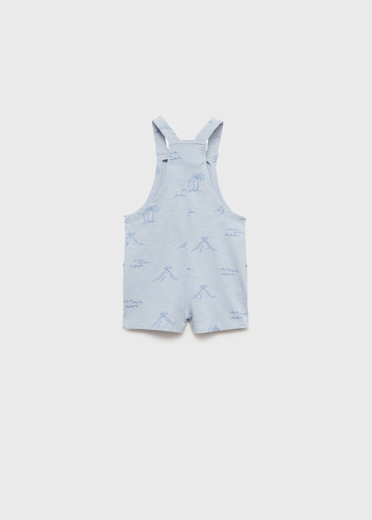 Palm-print dungarees — Sky Blue