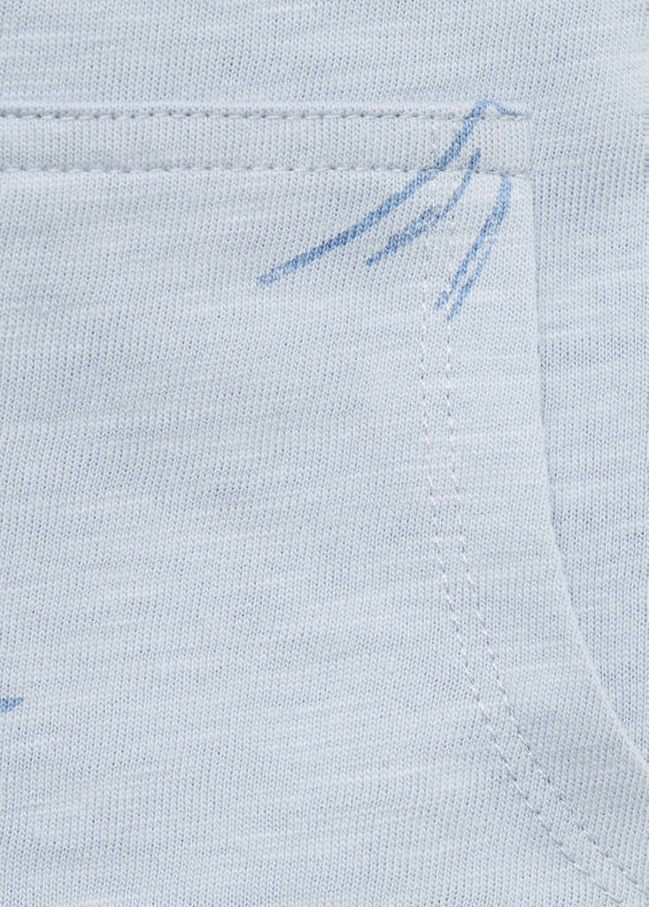 Palm-print dungarees — Sky Blue
