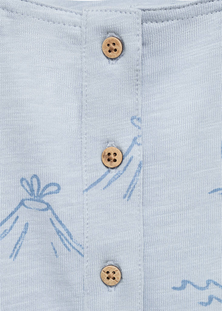 Palm-print dungarees — Sky Blue