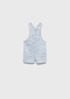 Palm-print dungarees — Sky Blue 1