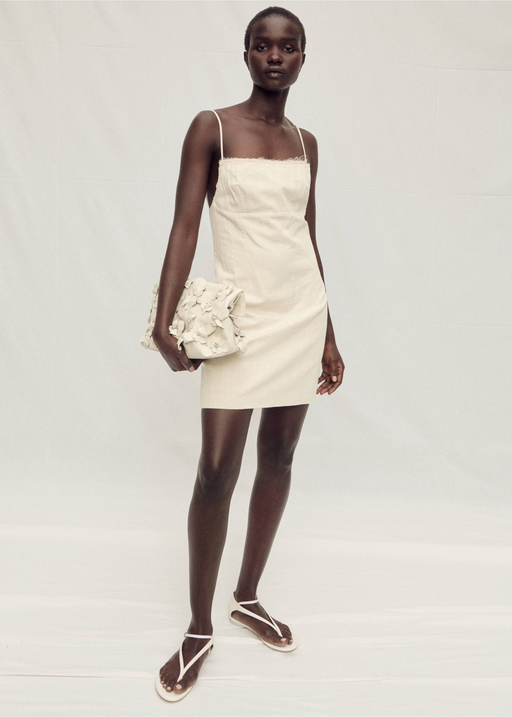 Sandales à lanières cuir - Plan général, Blanc. Ref: 87077713-00.