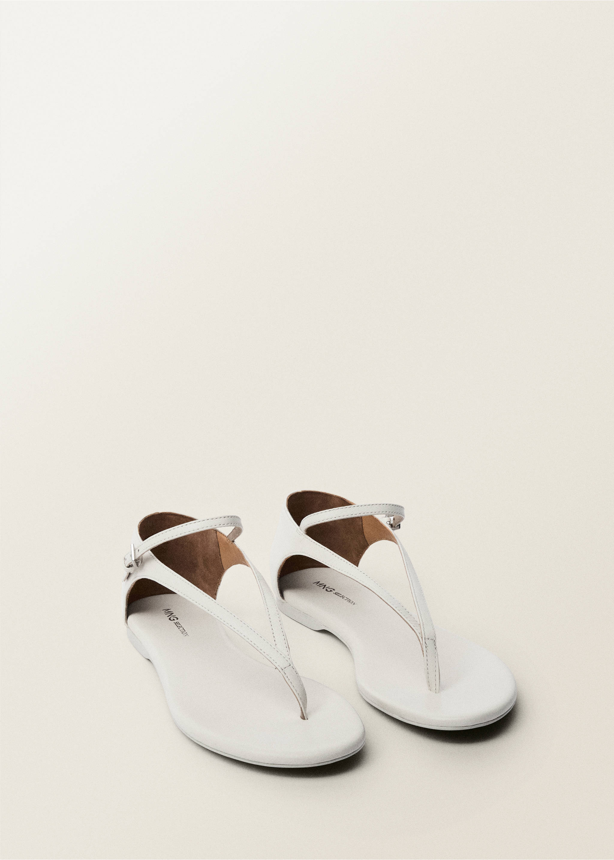 Sandales à lanières cuir - Plan moyen, Blanc. Ref: 87077713-00.