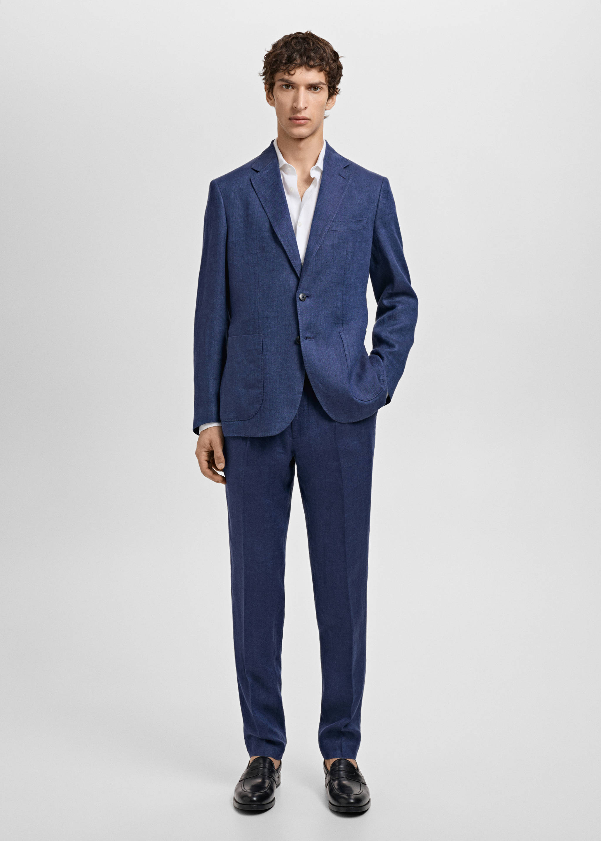 Salerno 100% linen slim fit suit blazer - General plane