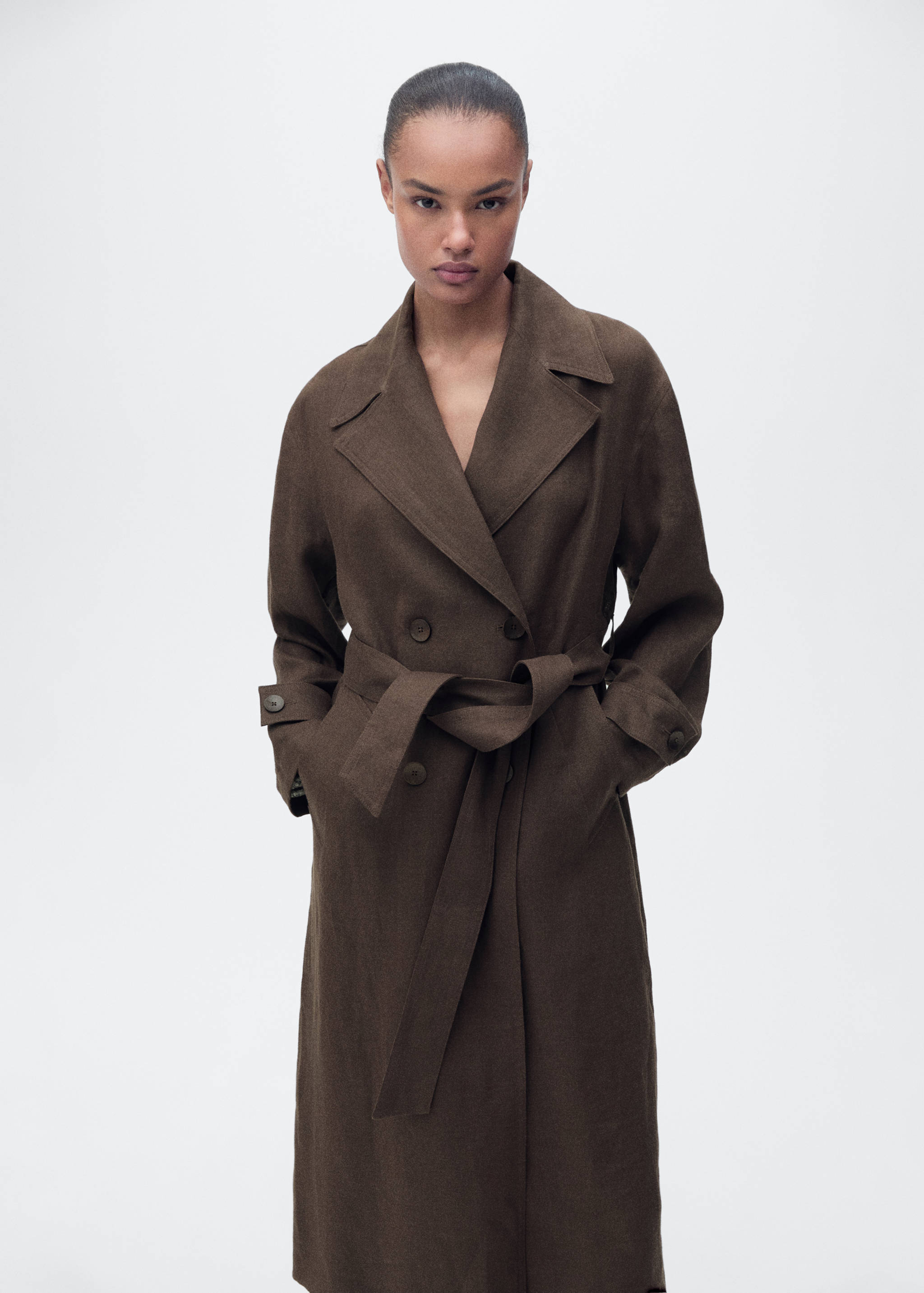 Double breasted linen trench - Medium plane
