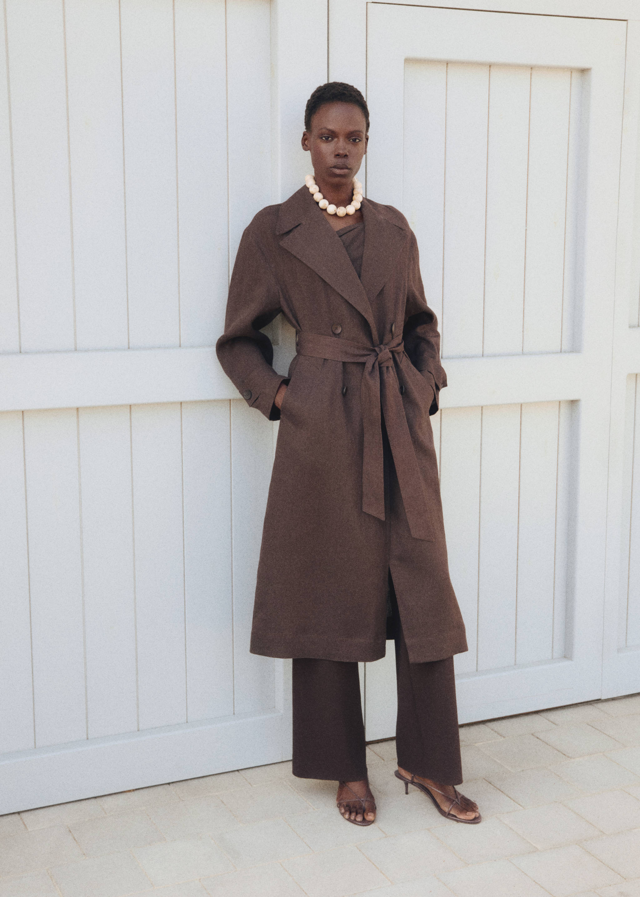 Double breasted linen trench - Details of the article 7