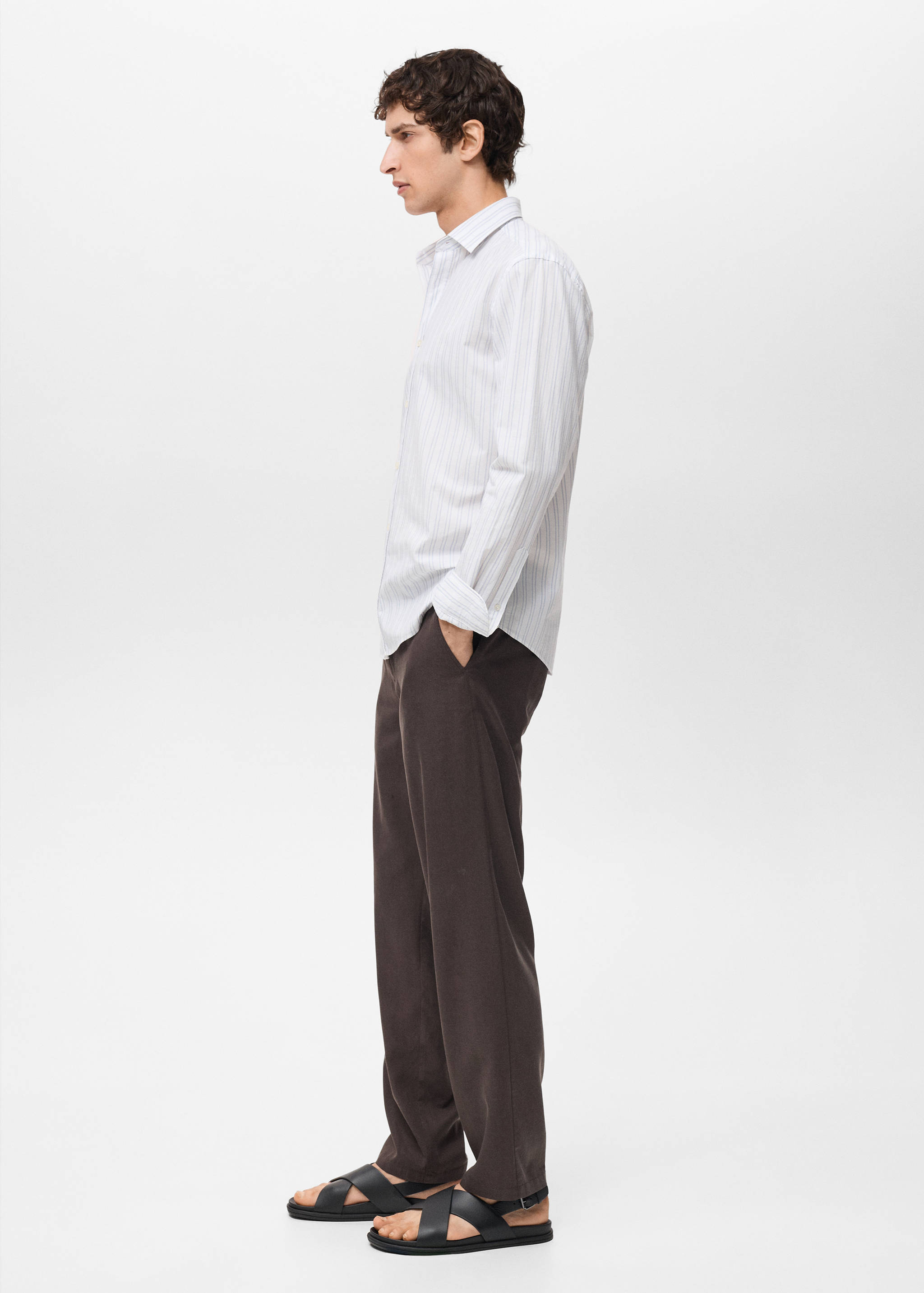 100% cotton regular-fit striped shirt - Details of the article 2