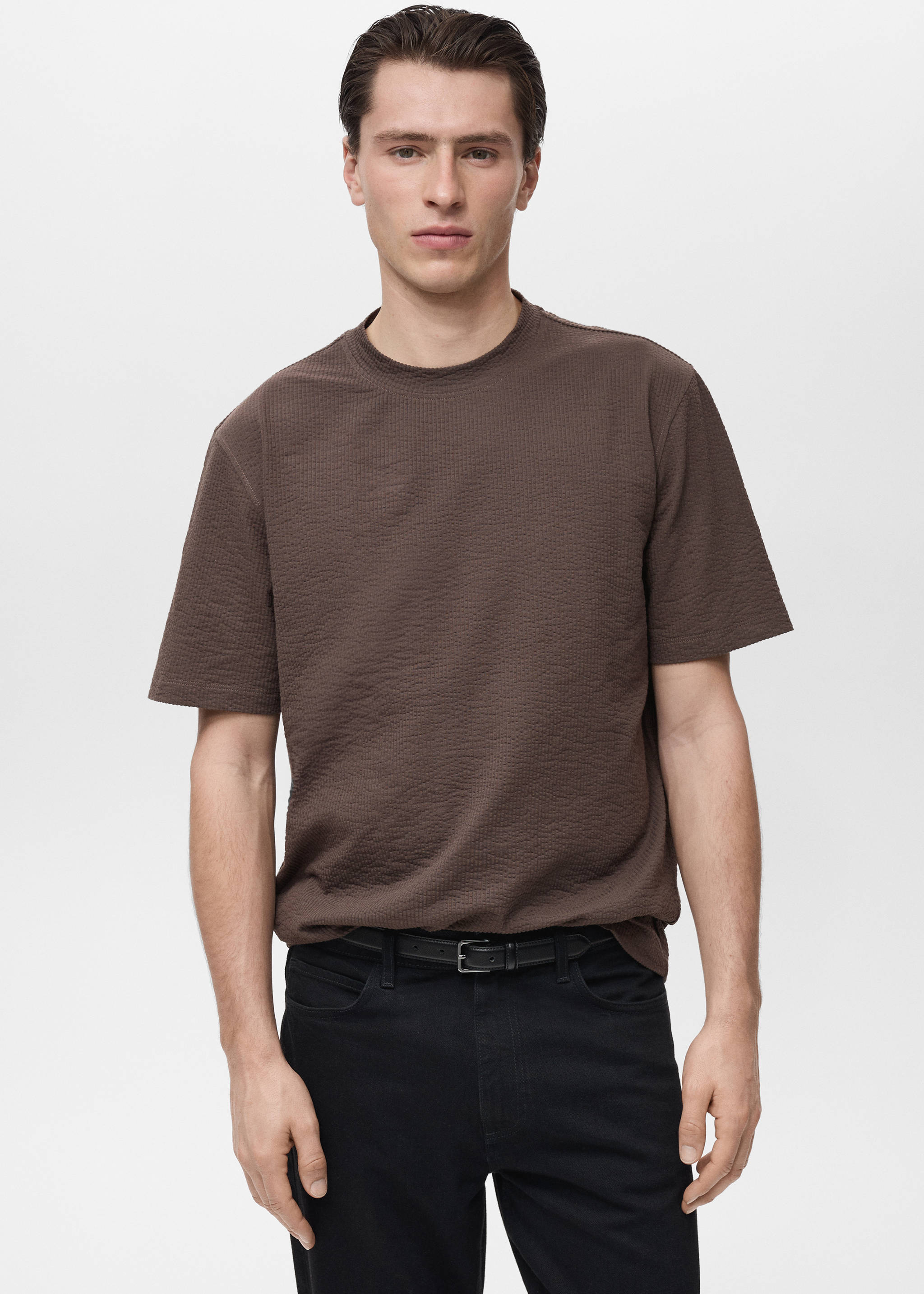 Cotton seersucker t-shirt - Medium plane