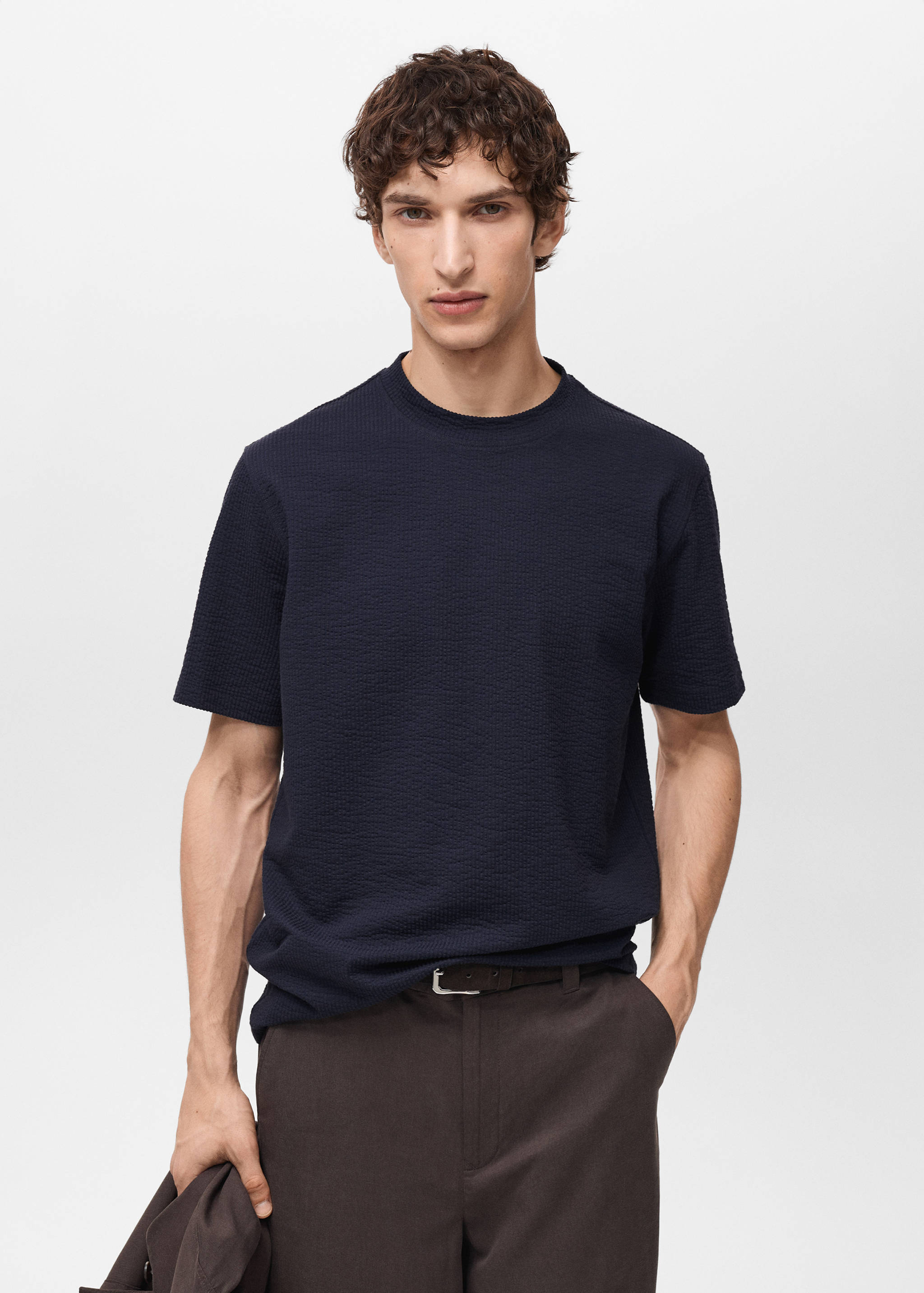 Cotton seersucker t-shirt - Medium plane