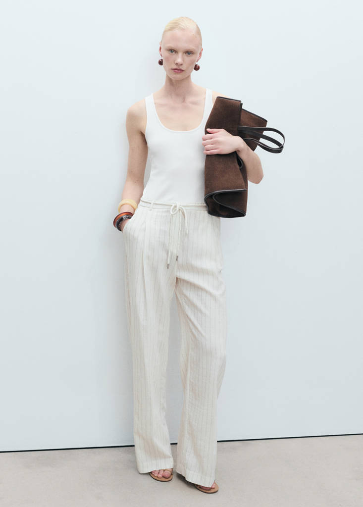 Striped combined knitted jumpsuit — Off White