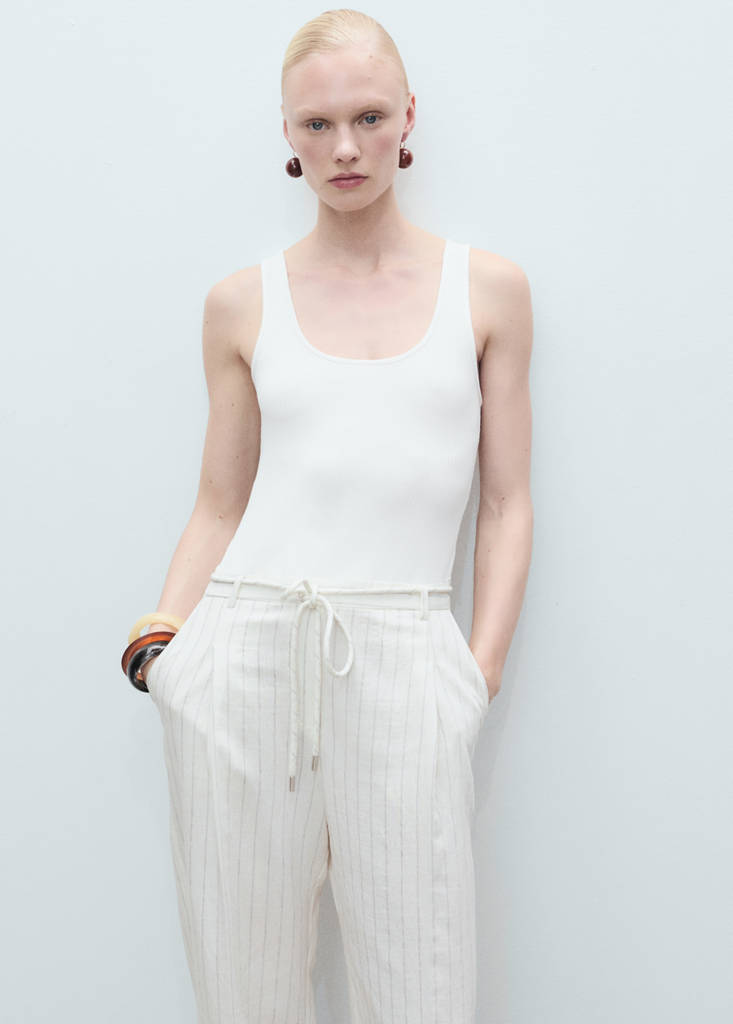 Striped combined knitted jumpsuit — Off White