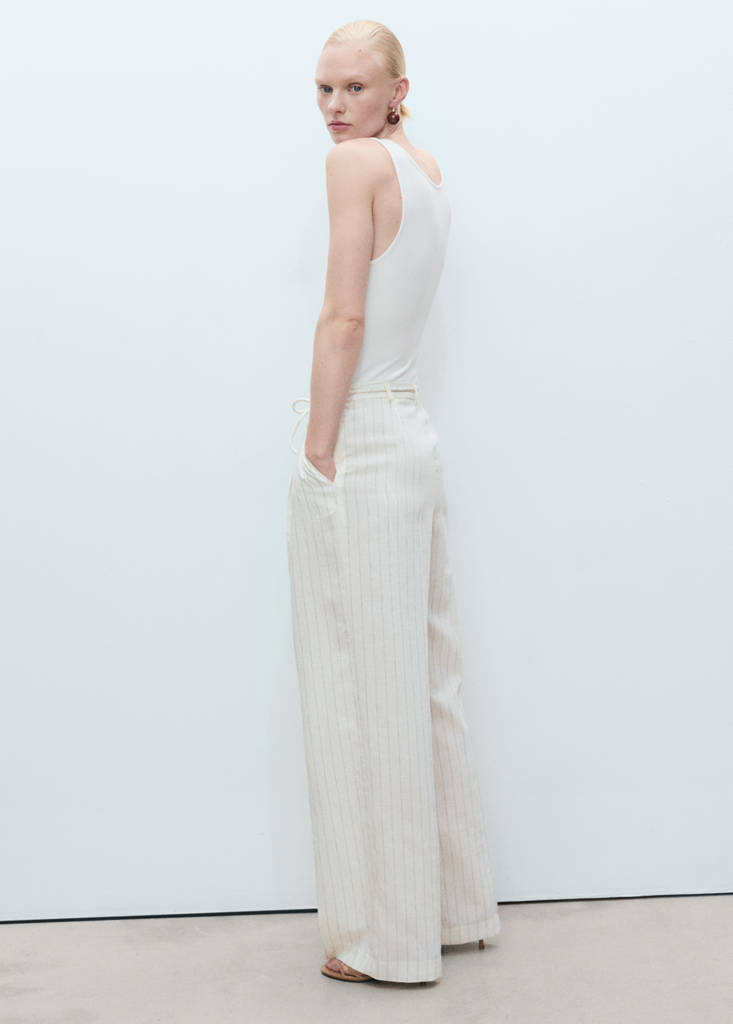 Striped combined knitted jumpsuit — Off White