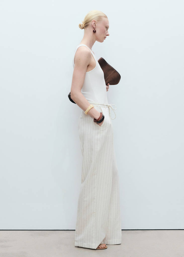 Striped combined knitted jumpsuit — Off White