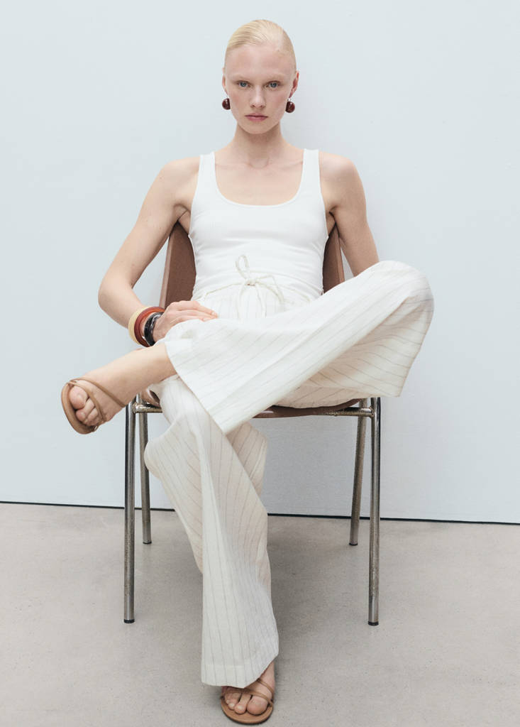 Striped combined knitted jumpsuit — Off White