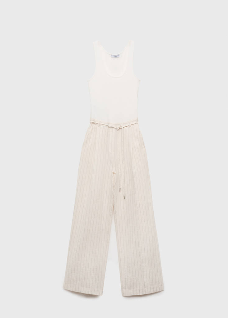 Striped combined knitted jumpsuit — Off White