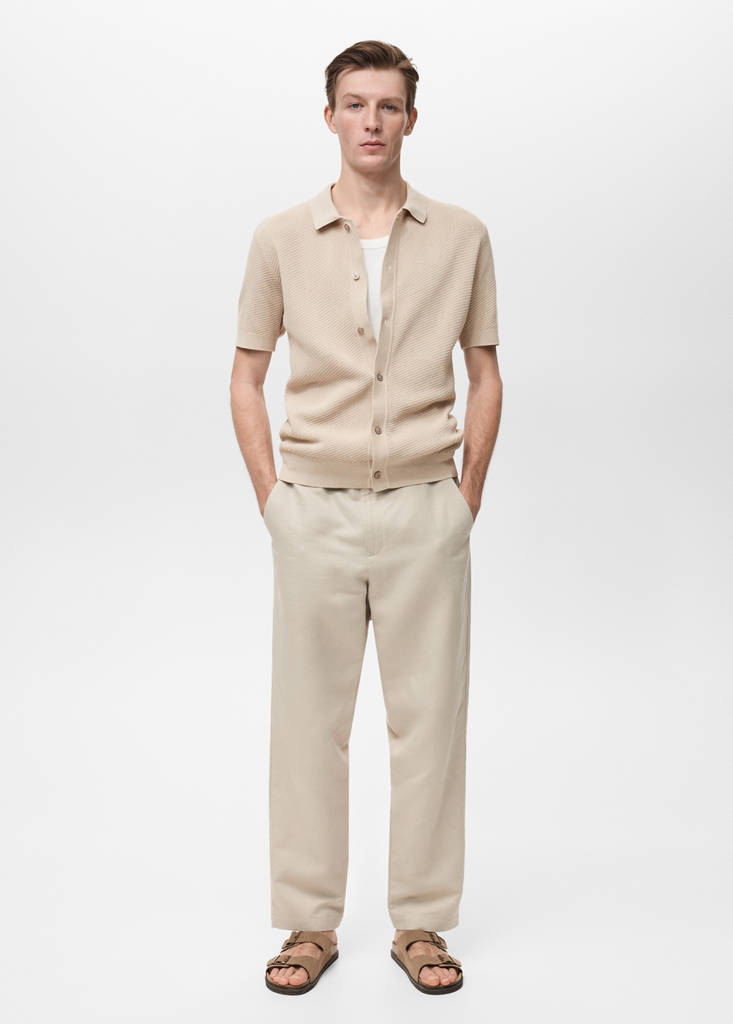 MANGO MAN - Chemise en maille structurée sable - XXL