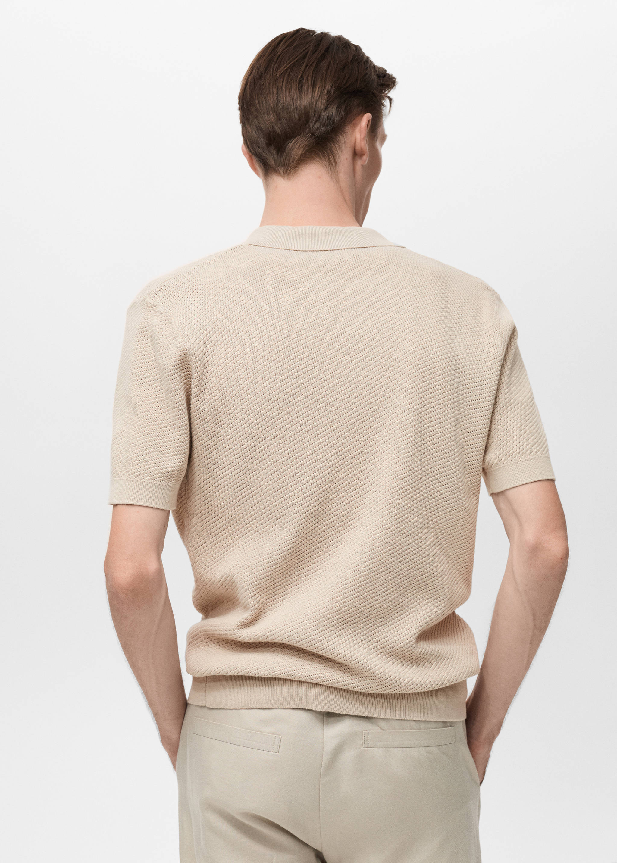 Knitted structured shirt with lace design - Reverse of the article