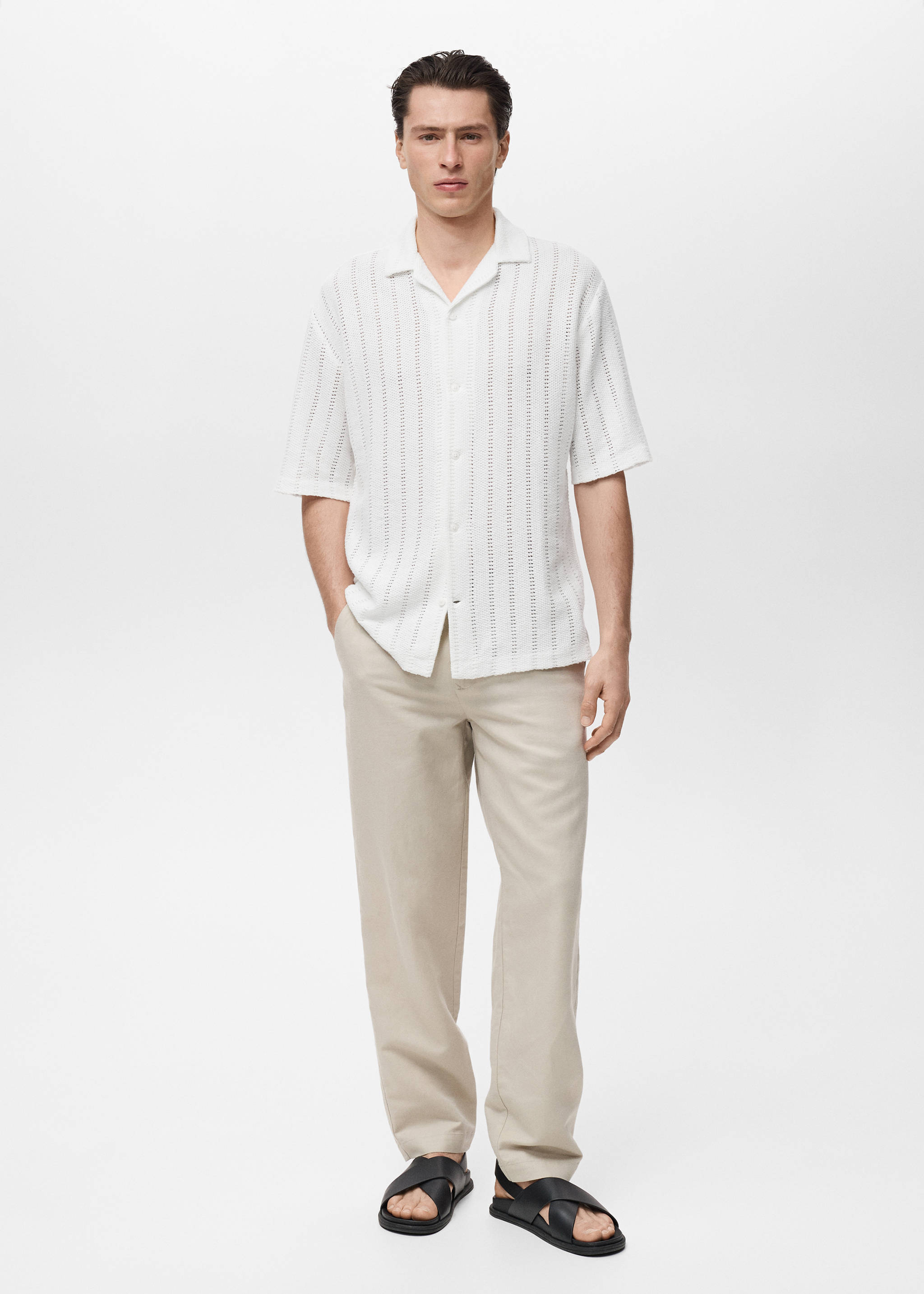 Knitted shirt with pointelle detail - General plane