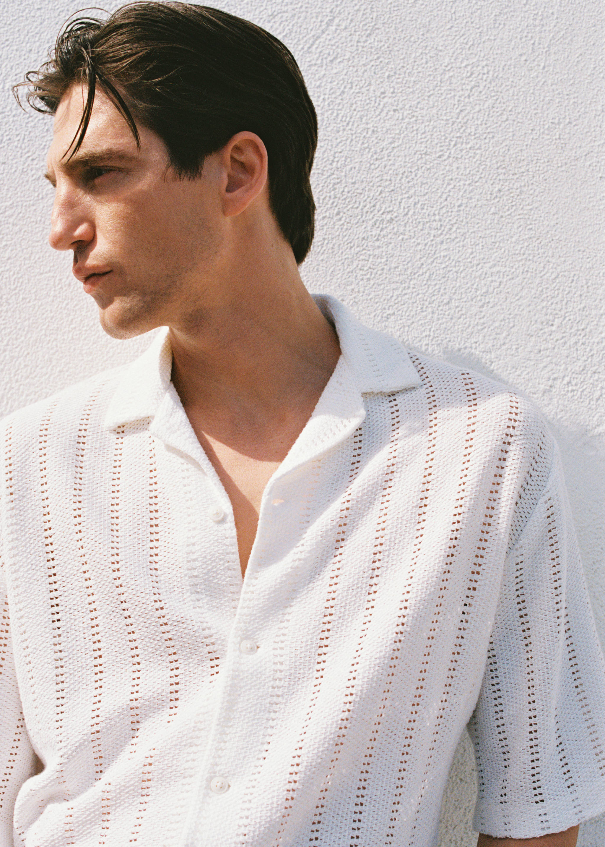 Knitted shirt with pointelle detail - Details of the article 3