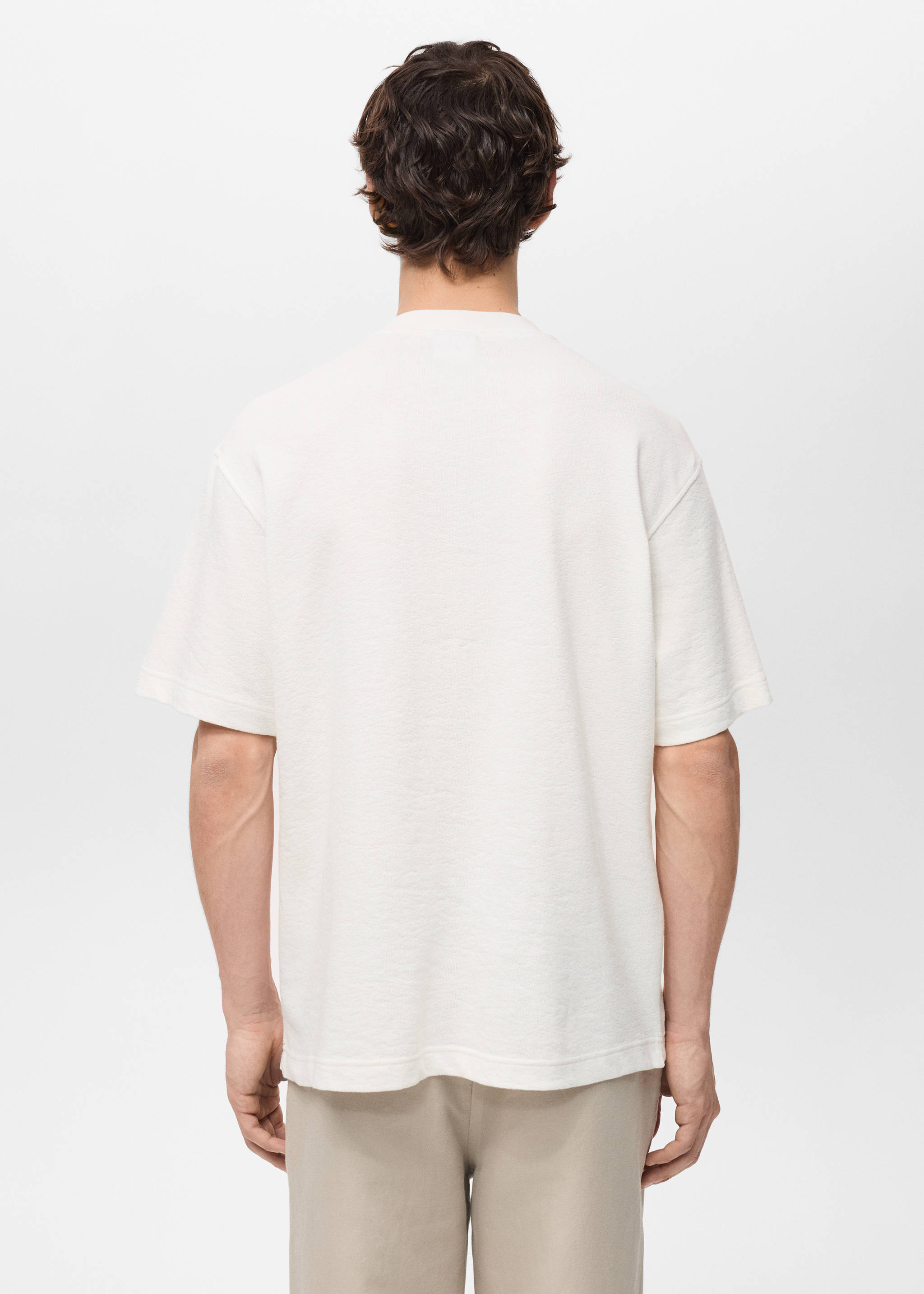 Relaxed-fit T-shirt met structuur - Achterkant van het artikel, Ecru. Ref: 87077901-00.