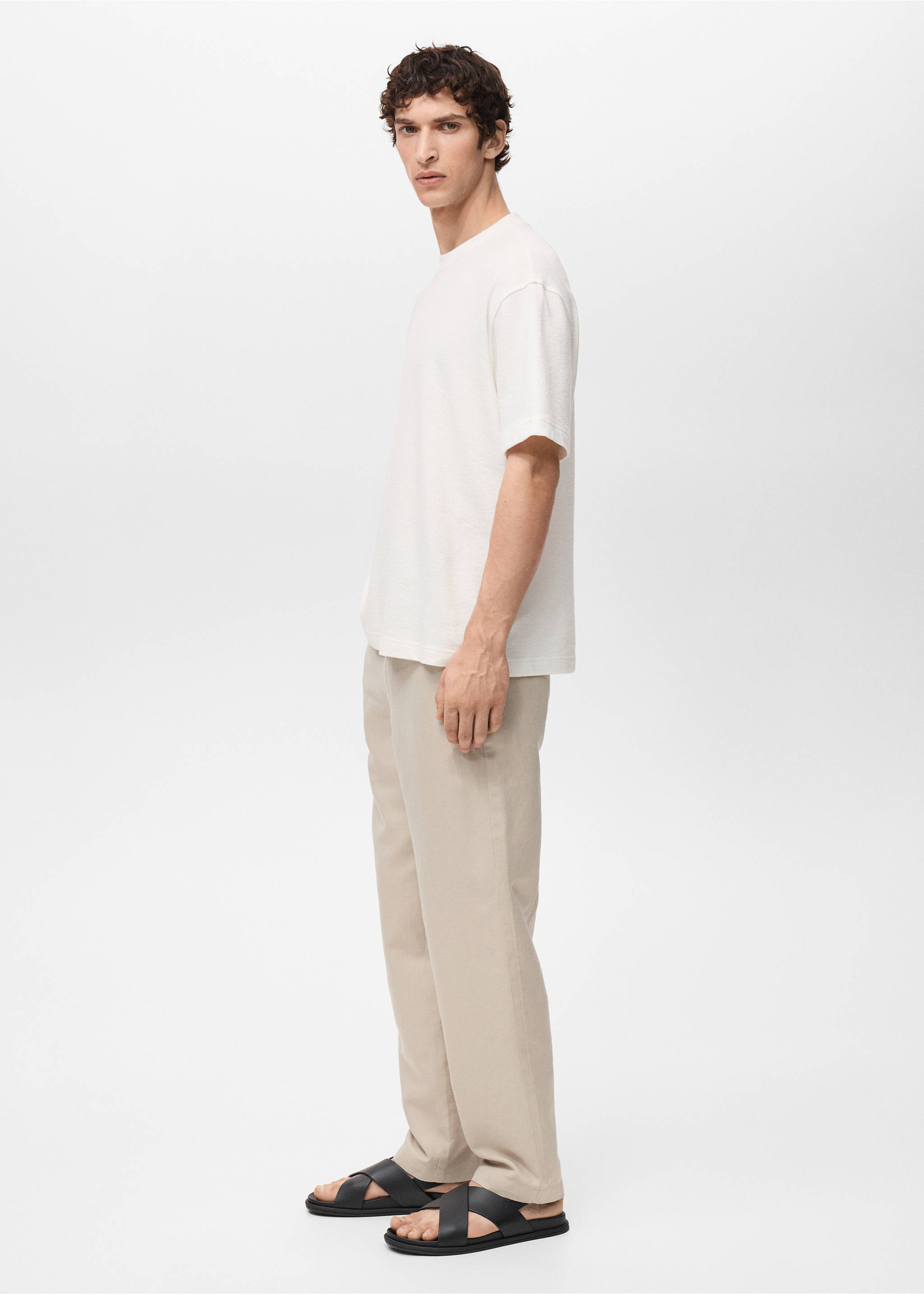 Relaxed-fit T-shirt met structuur - Detail van het artikel 2, Ecru. Ref: 87077901-00.