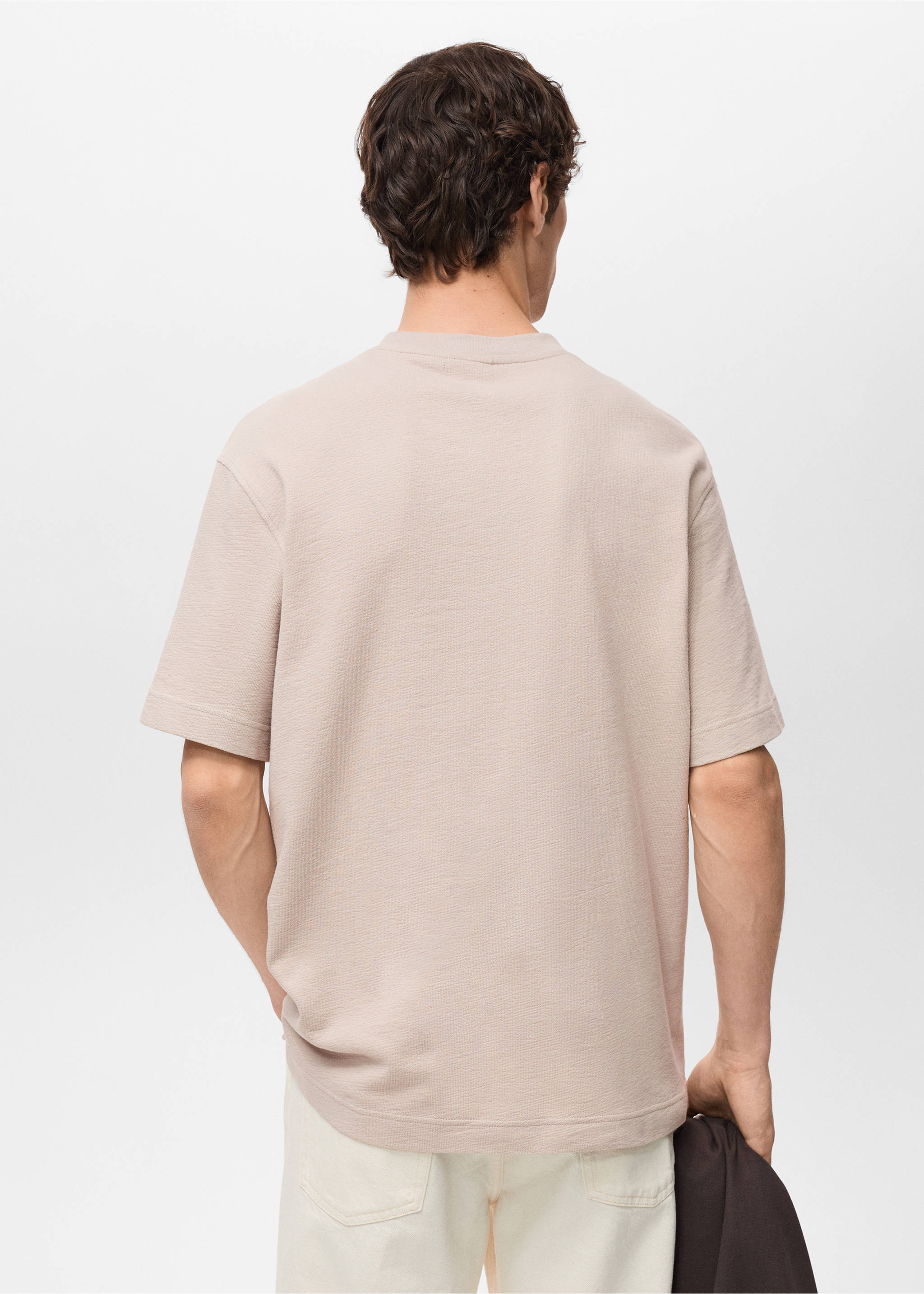 Relaxed-fit T-shirt met structuur - Achterkant van het artikel, Open beige. Ref: 87077901-00.