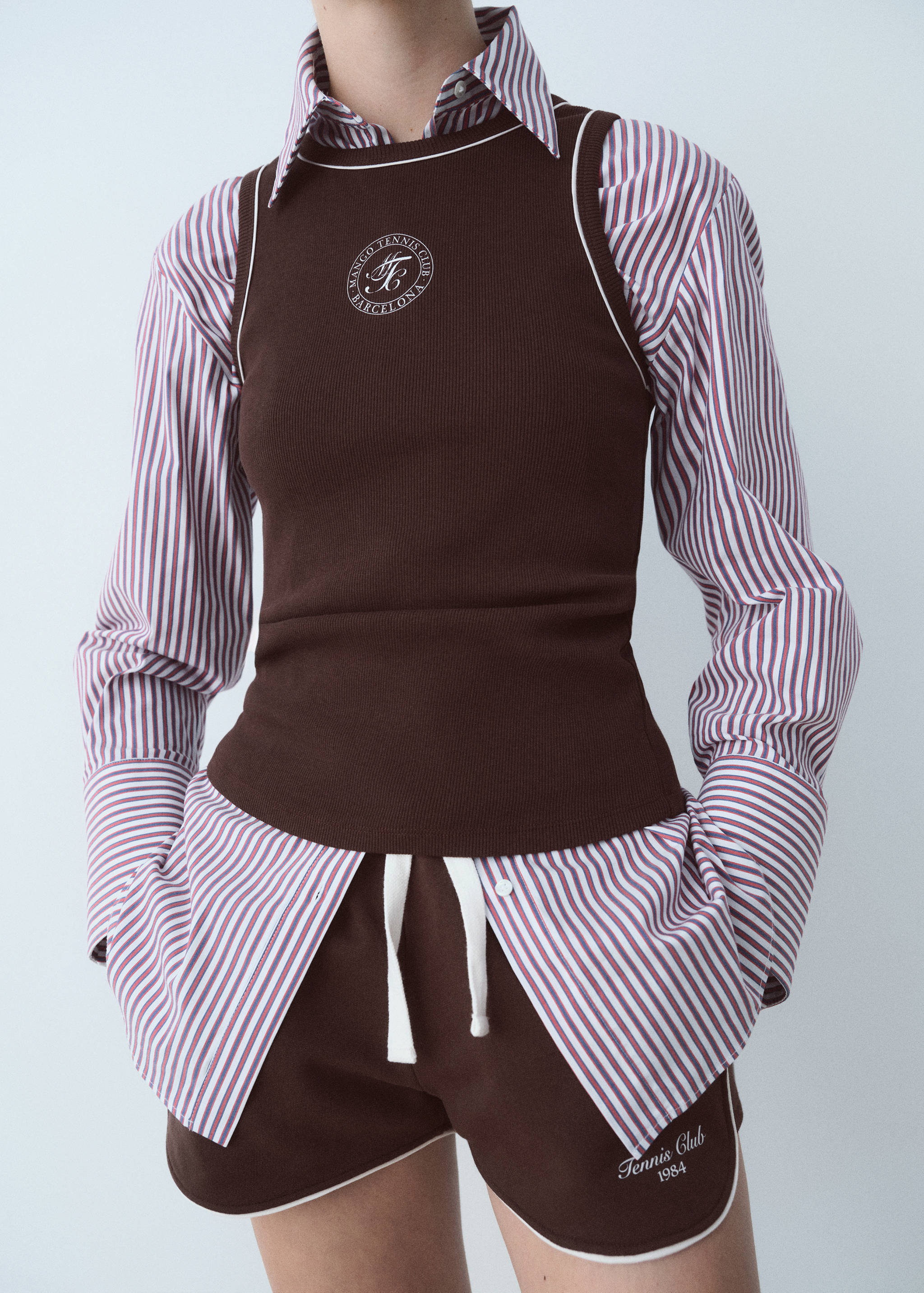 Top de algodão com mensagem estampada - Plano médio