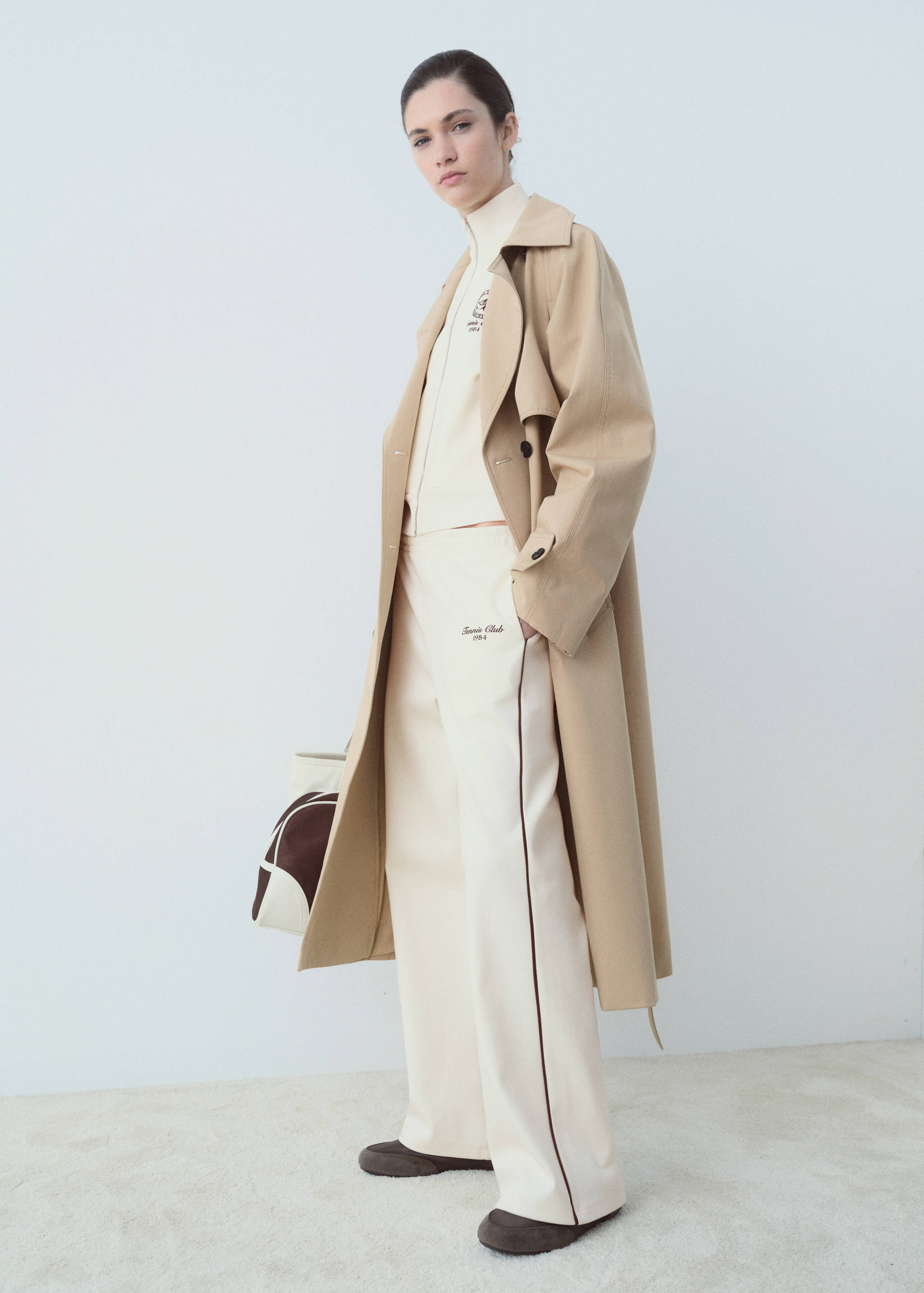 Katoenen joggingbroek met contrasterende streep - Overzichtstekening