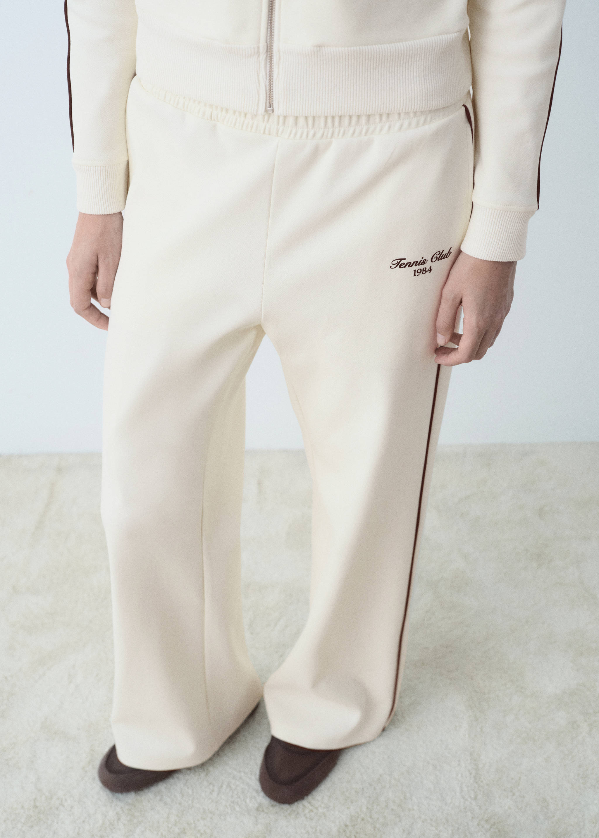 Katoenen joggingbroek met contrasterende streep - Middenvlak