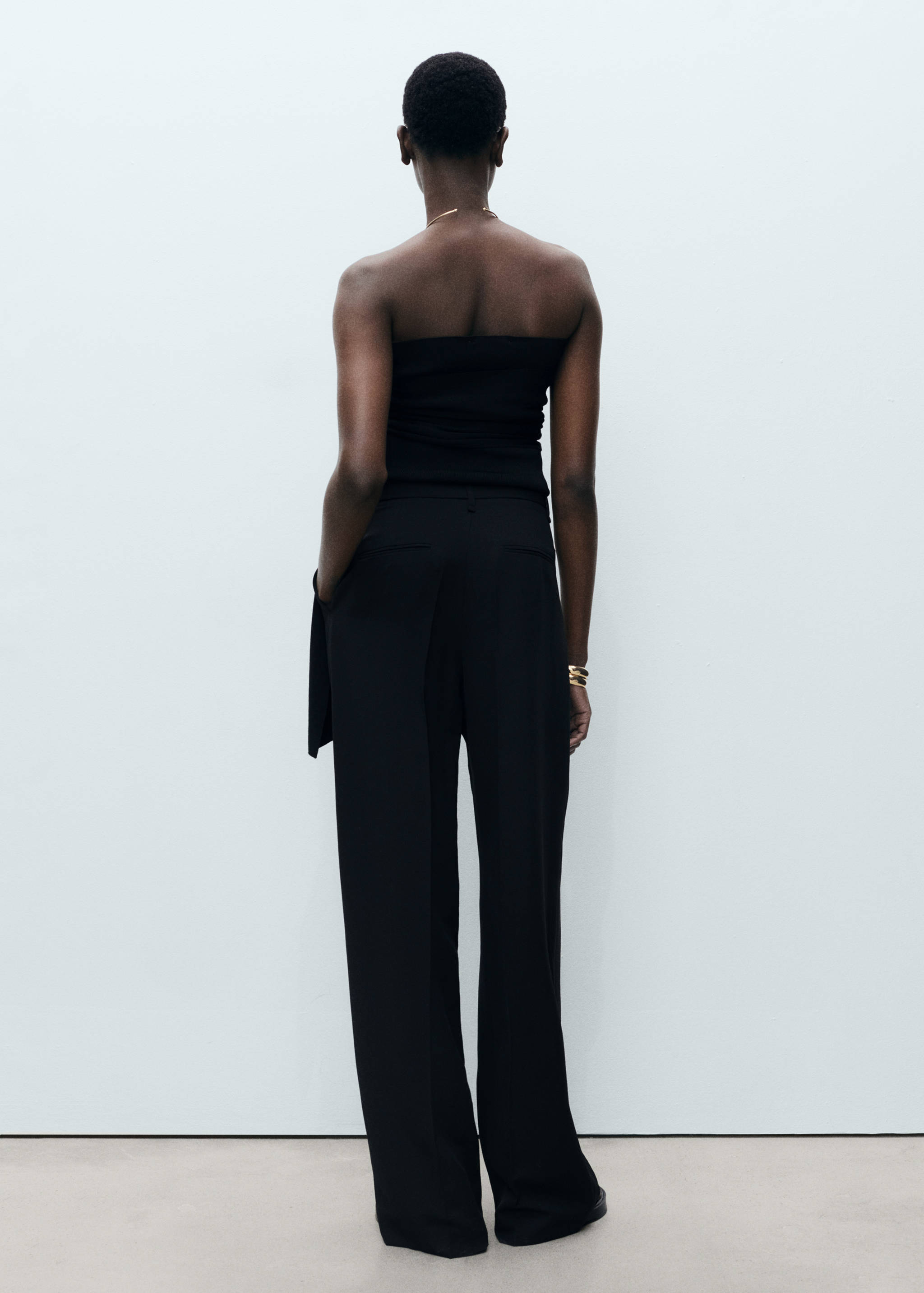 Pantalón lyocell recto pinzas - Reverso del artículo