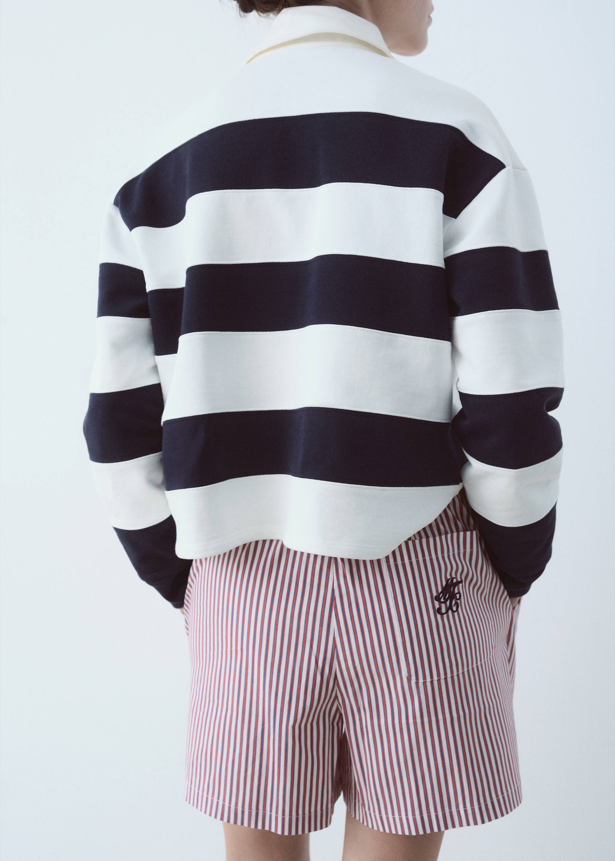 Short en popeline rayée message brodé - Verso de l’article