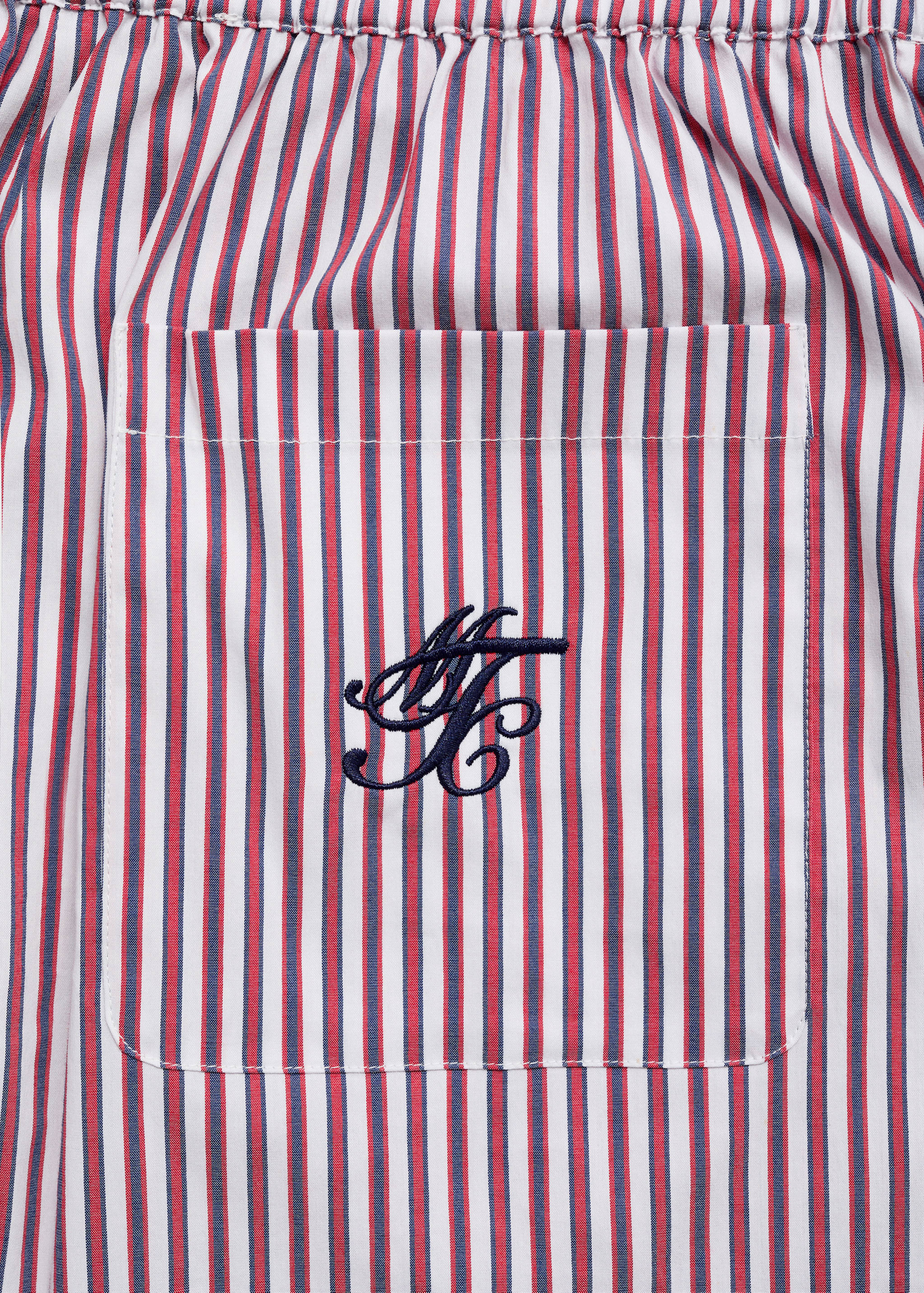 Short en popeline rayée message brodé - Détail de l'article 0