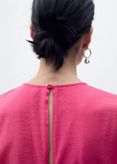 Straight-fit short-sleeved jumpsuit with belt — Fuchsia 6