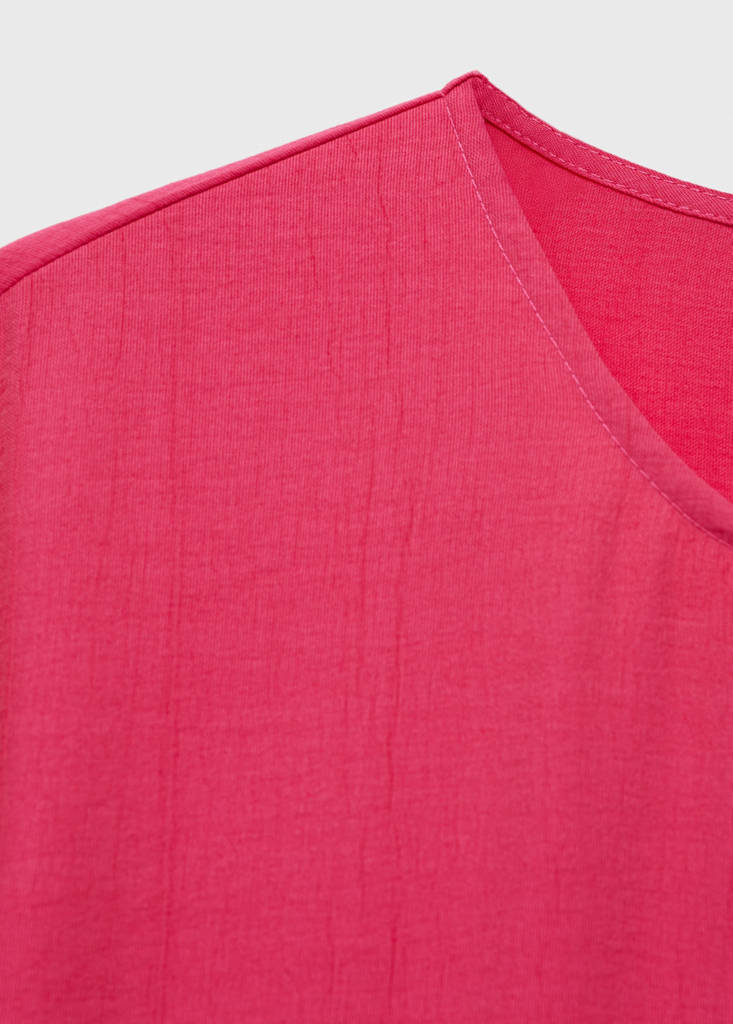 Straight-fit short-sleeved jumpsuit with belt — Fuchsia