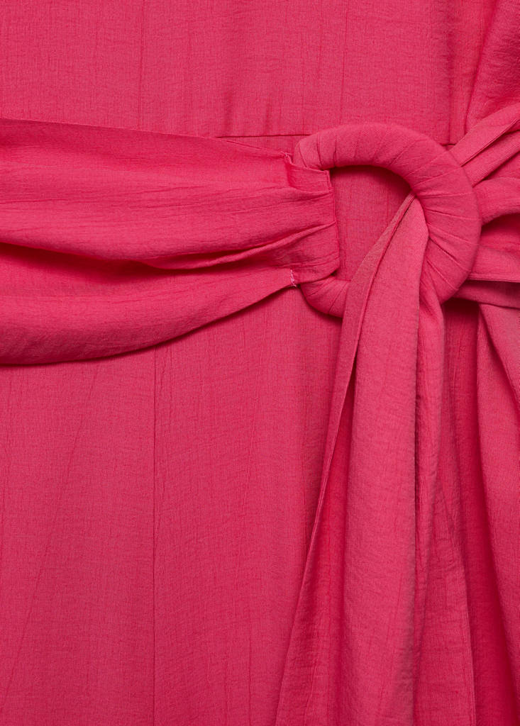 Straight-fit short-sleeved jumpsuit with belt — Fuchsia