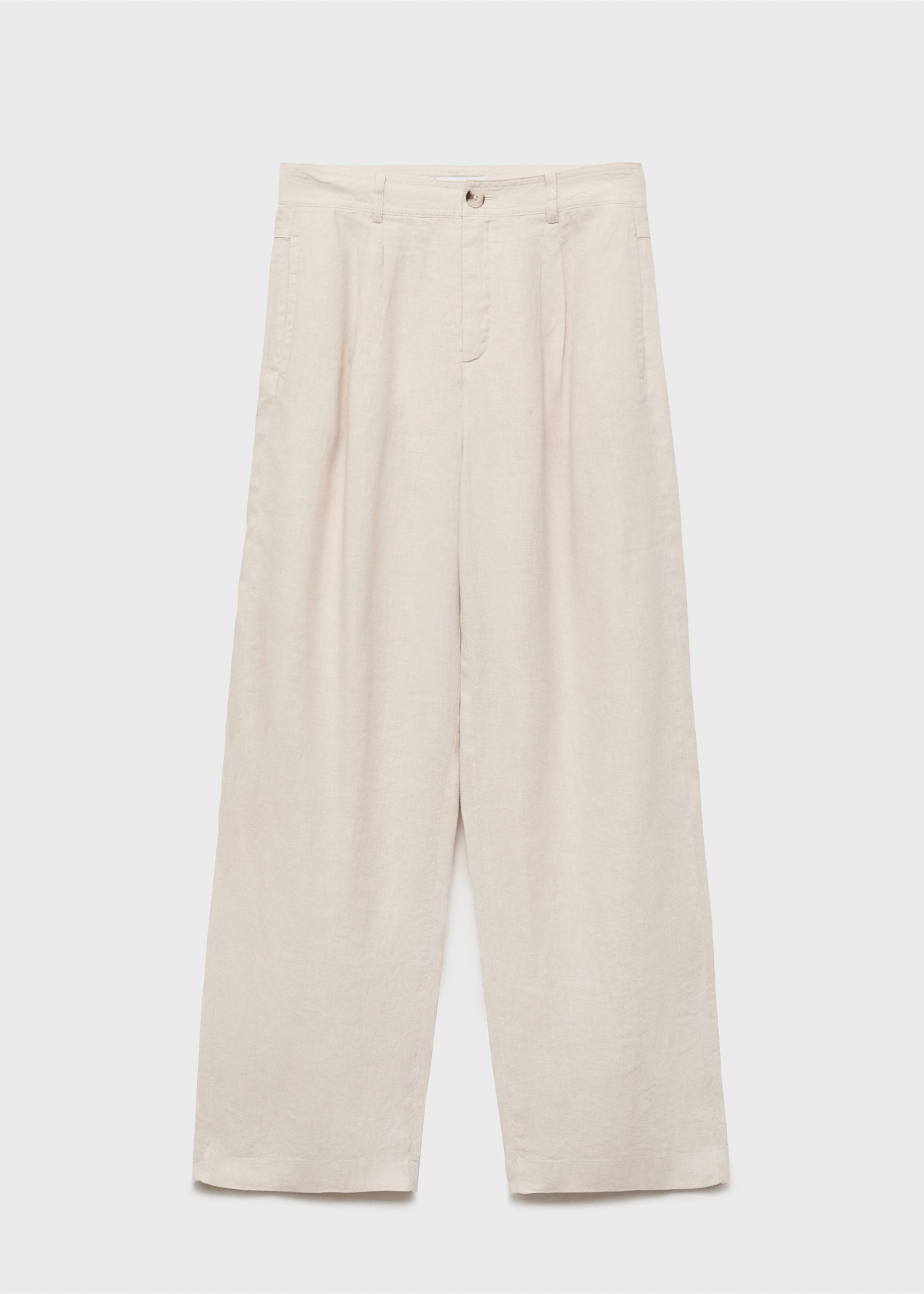 Pantalón lino botón carey - Artículo sin modelo, Gris claro/pastel. Ref: 87078258-00.