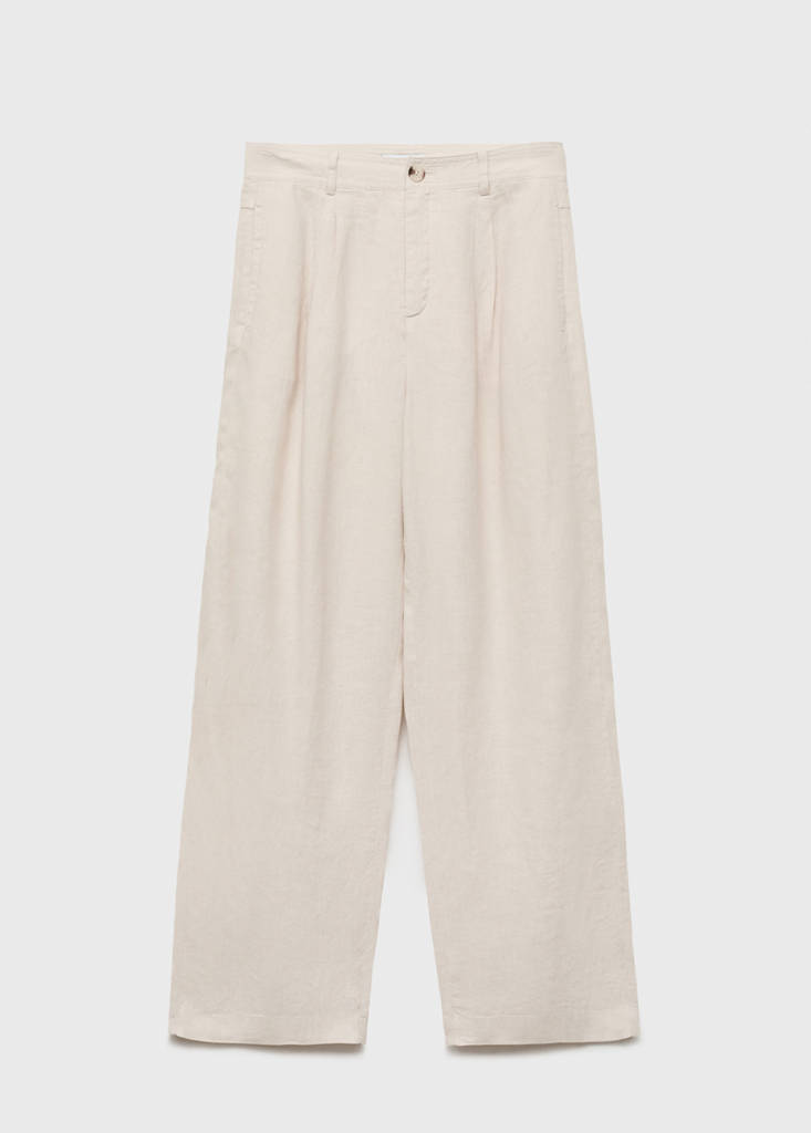 Linen trousers with tortoiseshell button — Light/Pastel Grey