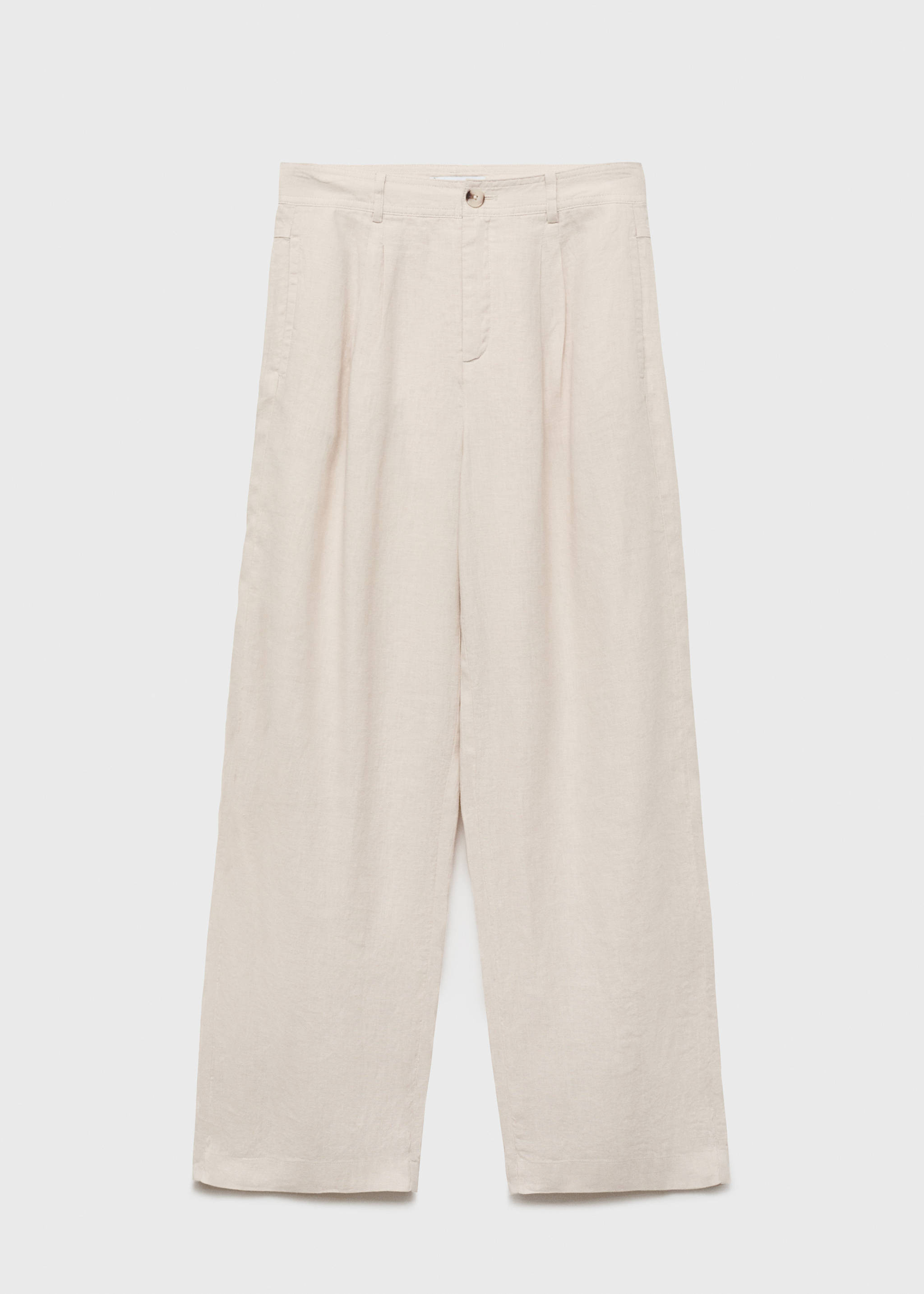 Linen trousers with tortoiseshell button - Article without model