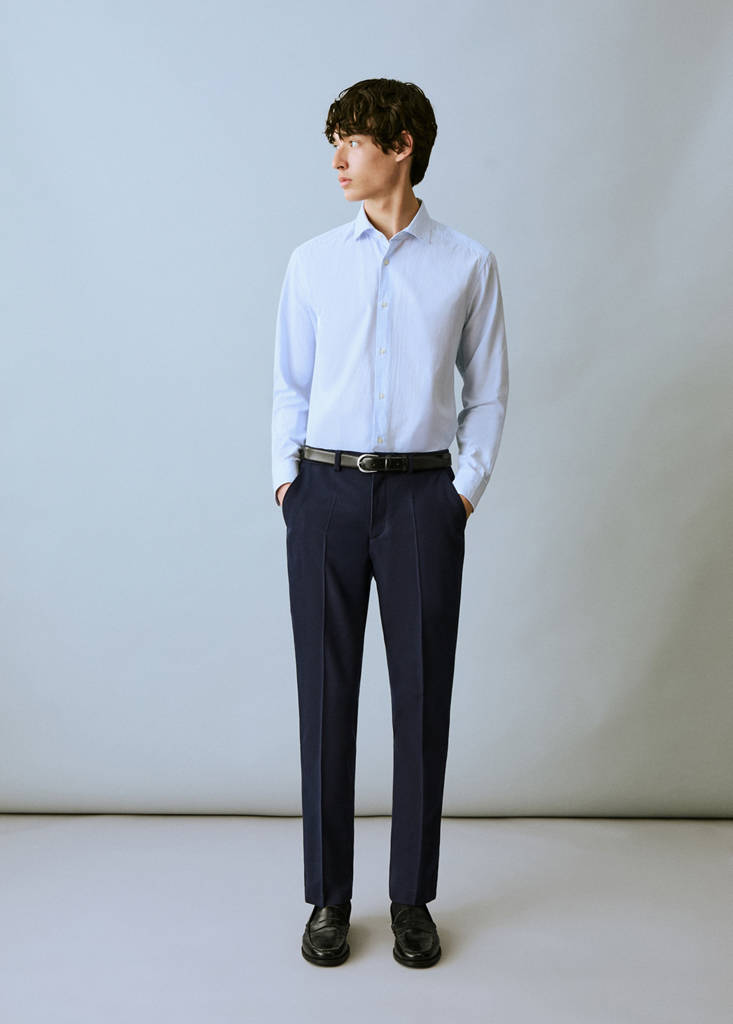 Pique suit trousers — Navy