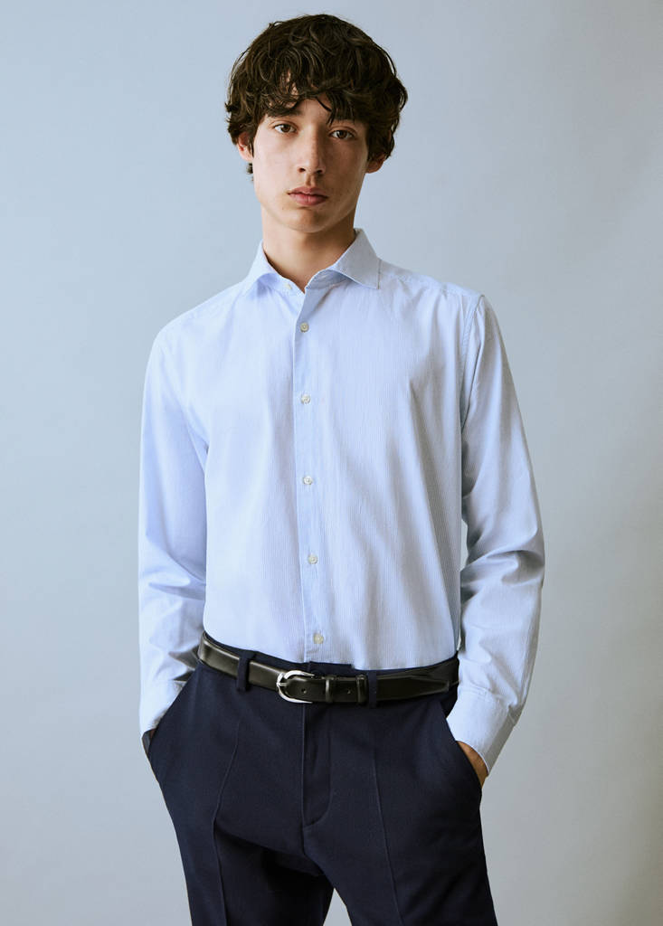 Pique suit trousers — Navy