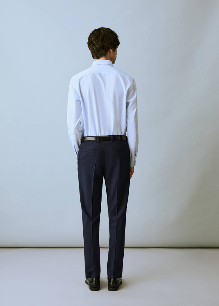Pique suit trousers — Navy