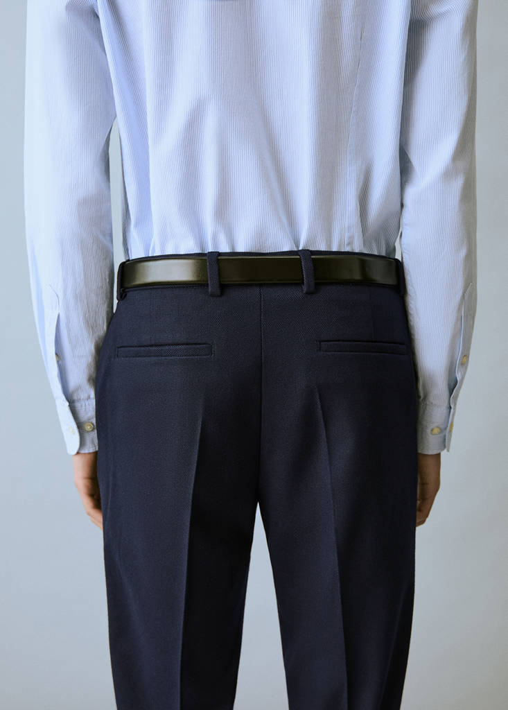 Pique suit trousers — Navy