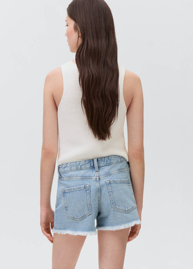 Low-waist shorts with rhinestones — Light Blue