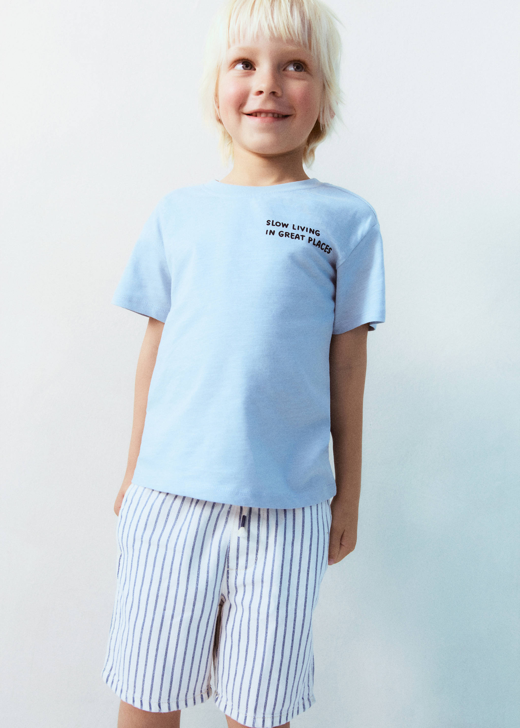 Striped bermuda shorts with drawstring - General plane