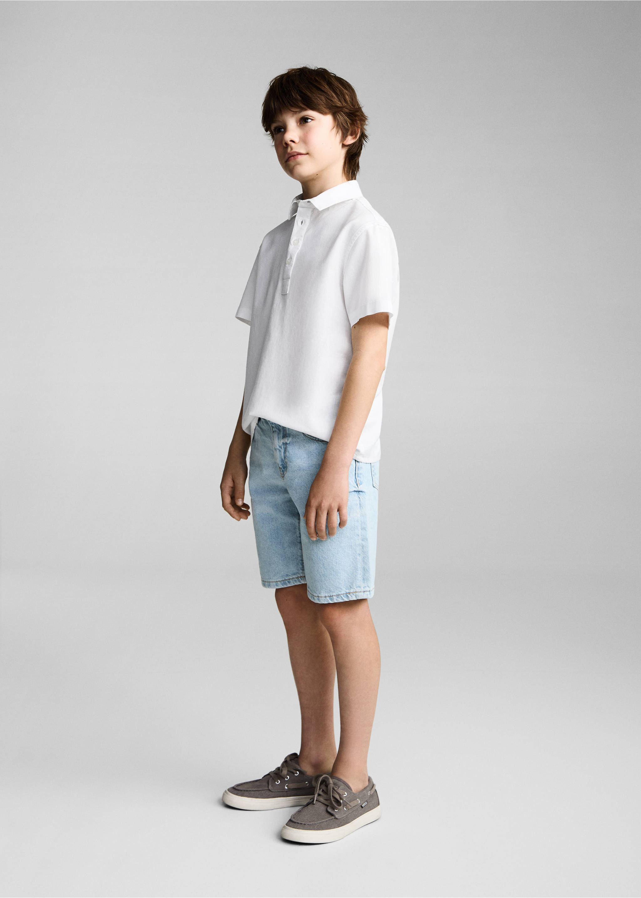 Camisa manga corta lino - Plano general, Blanco. Ref: 87078266-00.