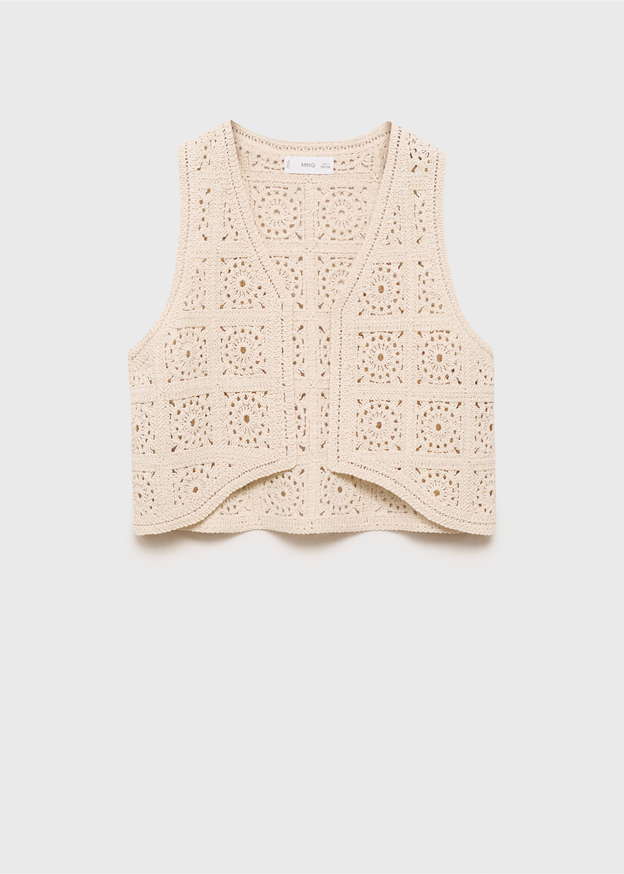 Crochet knitted vest - Article without model, Beige. Ref: 87078268-00.