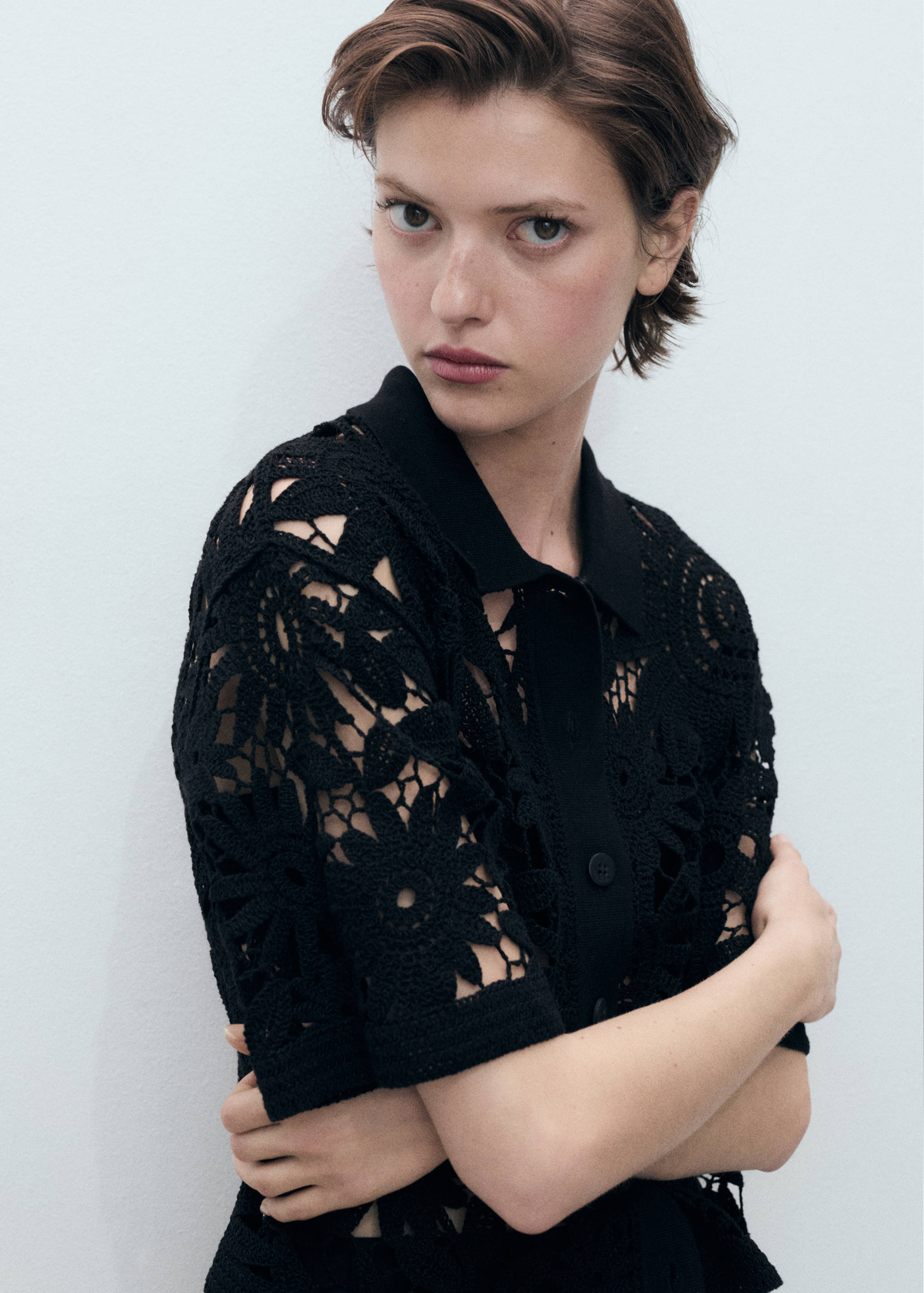 Cardigan de croché de manga curta - Pormenor do artigo 1