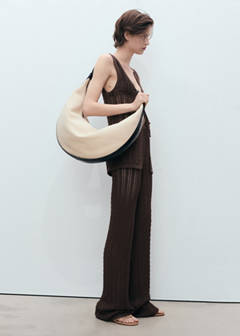 Straight-fit openwork knitted trousers — Chocolate 2