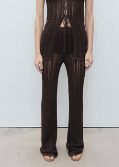 Straight-fit openwork knitted trousers — Chocolate 1