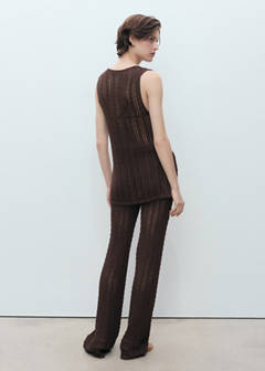 Straight-fit openwork knitted trousers — Chocolate 3